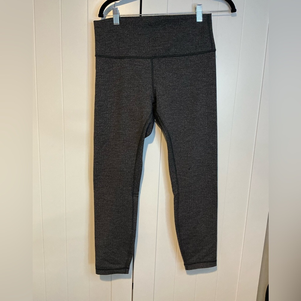 Lululemon Wunder Under High Rise Crop 21”‎  Heathered Blk/Gry Size 10